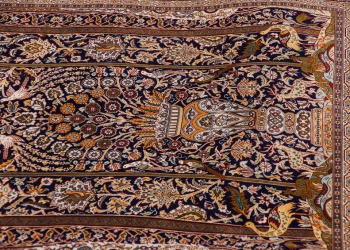 32919751 - finely woven silk carpet  in a carpet showroom in  cappadocia, turkey
