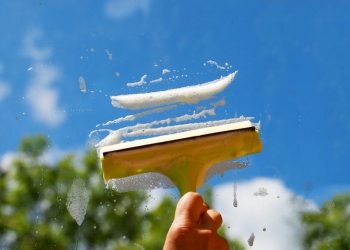 22298263 - cleaning of window in nice summer day.