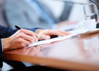 business papers on the table